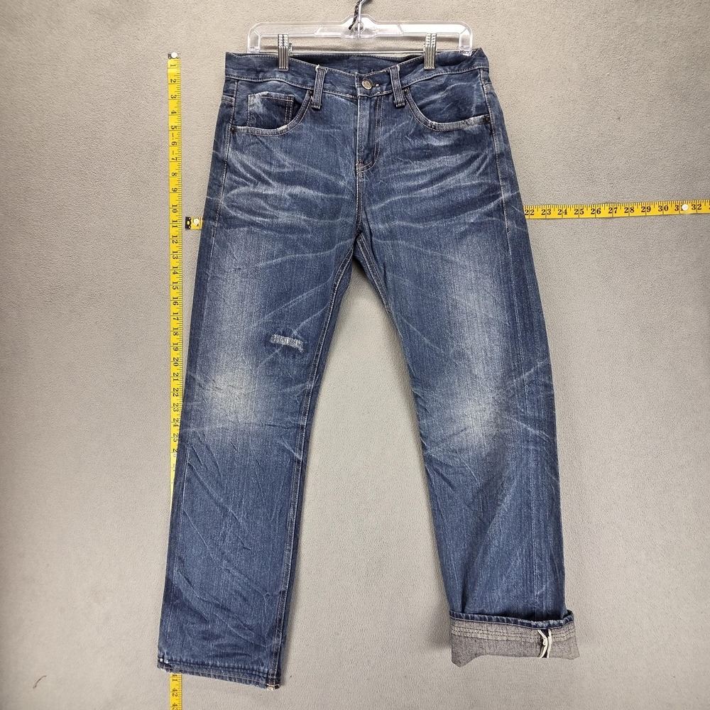 Mini Brand Jeans‎ Womens Blue Selvedge Whiskers Honeycomb Altered Hem Fits 32x31